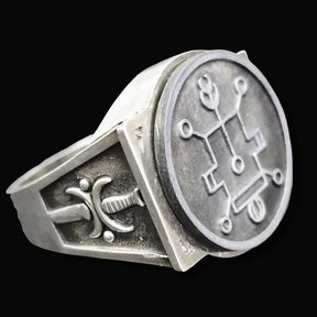 Demon Ring 3 Prince Vassago 72 Demons Lesser Key of Solomon Goetia In Silver 2.2 cm x 1.8 cm 18 Gr Art 1781 - Bricks Masons
