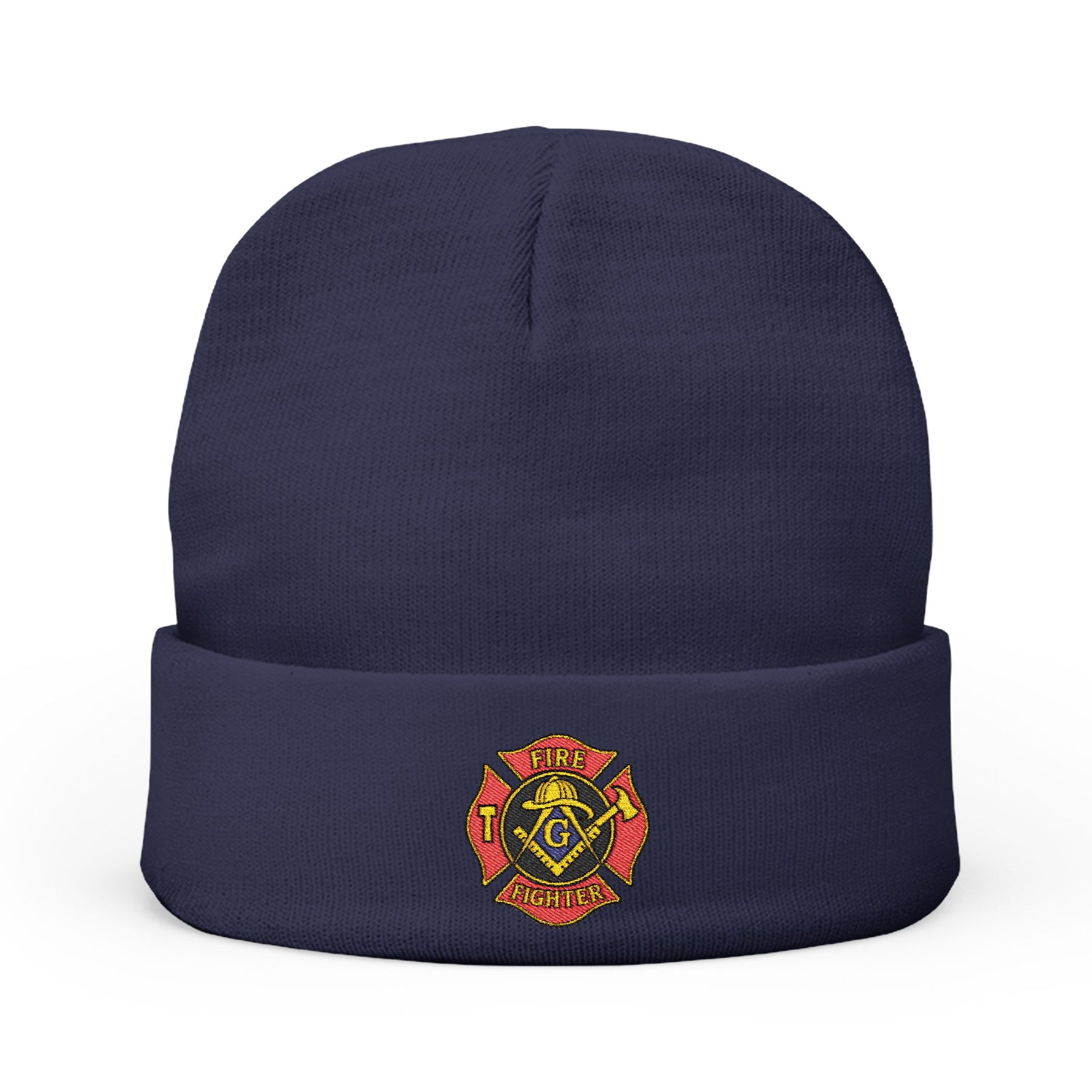 Master Mason Blue Lodge Beanie - Knit Embroidery Firefighter Mason Square & Compass G - Bricks Masons