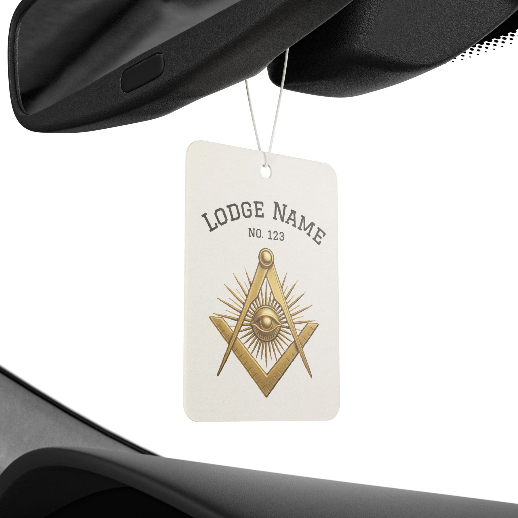 Master Mason Blue Lodge Car Air Freshener - Square Compass & Eye With Customization - Bricks Masons