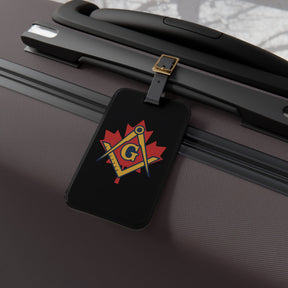Master Mason Blue Lodge Canada Jurisdiction Luggage Tag - Maple Leaf Black Leather Strap - Bricks Masons