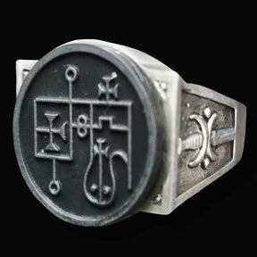 Demon Ring 25 COUNT PRESIDENT GLASYA LABOLAS 72 Demons Lesser Key of Solomon Goetia In Silver 2.2 cm x 1.8 cm 18 Gr Art 1803 - Bricks Masons