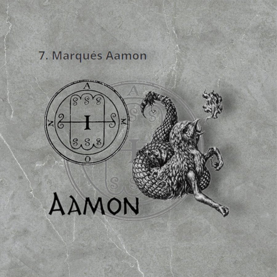 Demon Pendant 07 MARQUIS AAMON and Secret Seal of Solomon 72 Demons Lesser Key of Solomon Goetia In Silver 3 x 2.5 cm 12 Gr Art 1866 - Bricks Masons
