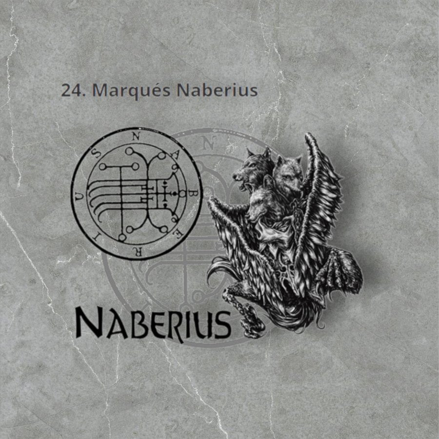 I wove the Demon 24 MARQUES NABERIUS and the Secret Seal of Solomon 72 Demons, Lesser Key of Solomon, Goetia, in Silver, 3 x 2.5 cm, 12 g, Art 1883 - Bricks Masons