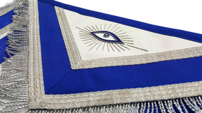 Past Master Blue Lodge Apron - Blue with Tabs & Silver Fringe