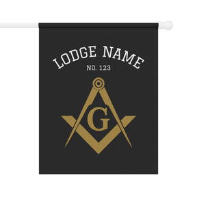 Master Mason Blue Lodge Yard Flag - Gold Square & Compass G with Customization - Bricks Masons