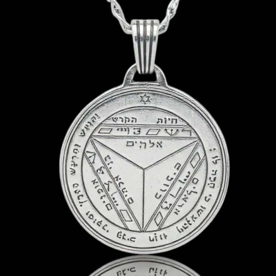 I said Seventh and Sixth Pentacle consecrated to Saturn Silver 3 Cm 12 Gr 44 Seals of Solomon Art 1953 - Bricks Masons