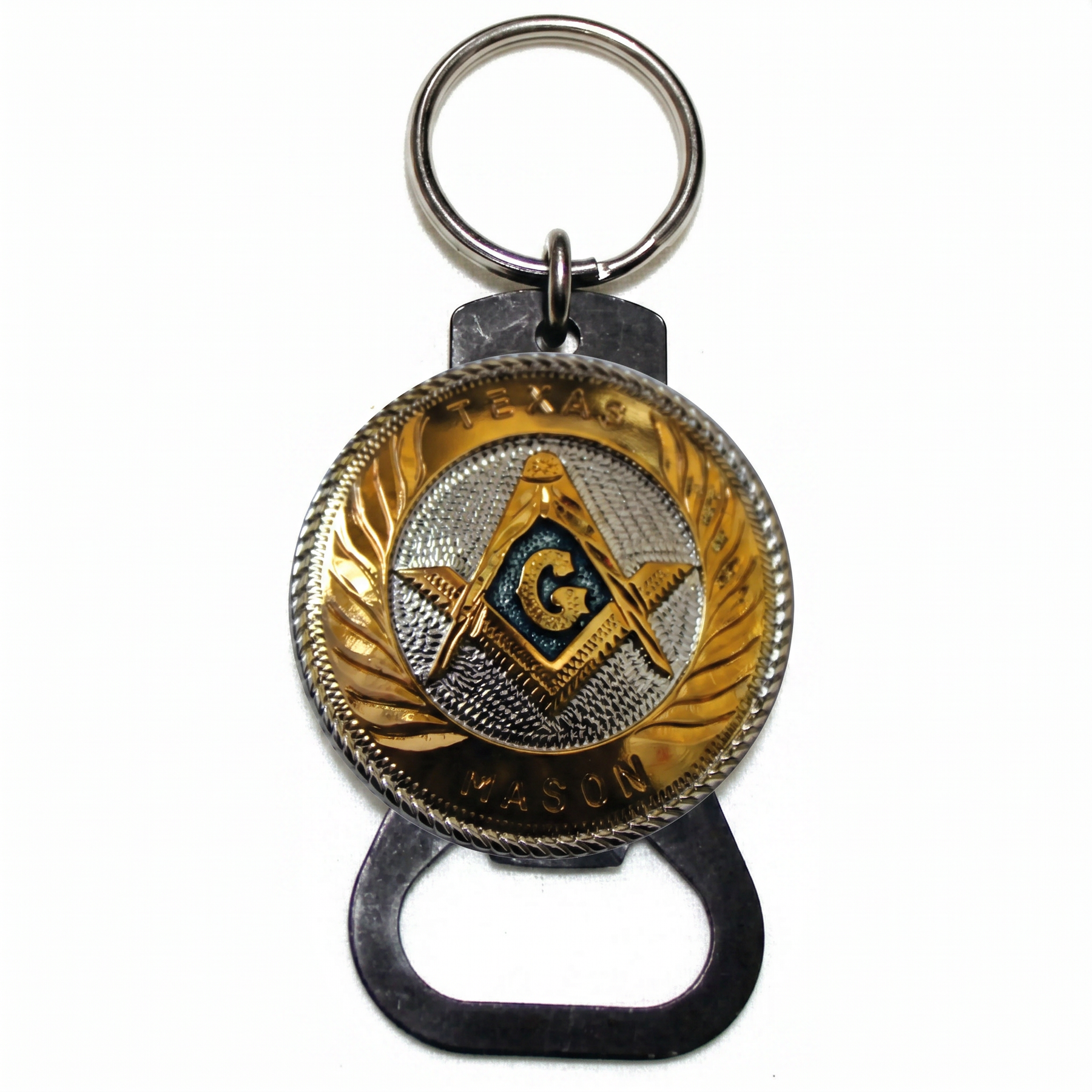 Master Mason Blue Lodge Bottle Opener - Texas Mason Aluminium Metal Keychain - Bricks Masons