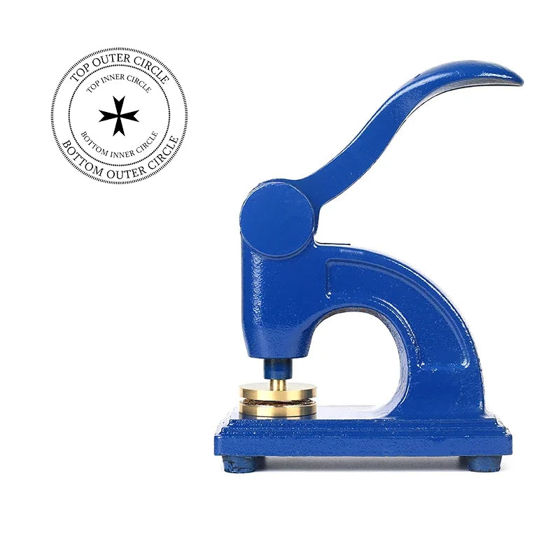 Order Of Malta Long Reach Seal Press - Heavy Embossed Stamp Blue Color Customizable - Bricks Masons