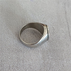 Knights Templar Commandery Ring - Silver With Cross Titanium Steel - Bricks Masons