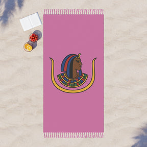 DOI Towel - Pink Polyester With Knotted Tassels Lightweight - Bricks Masons