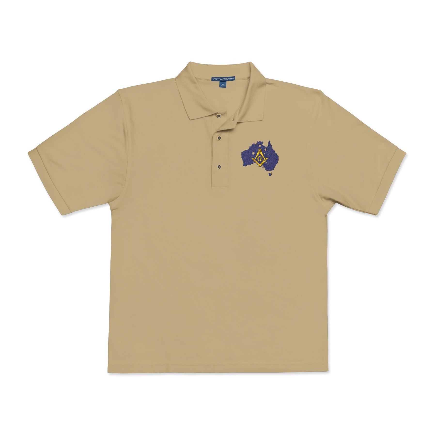 Master Mason Blue Lodge Australia Jurisdiction Polo Shirt - Embroidered Square & Compass G Mason - Bricks Masons