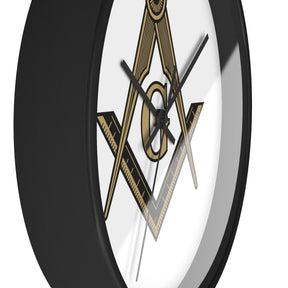 Master Mason Blue Lodge Clock - Distinguished S&C G on White Dial - Bricks Masons