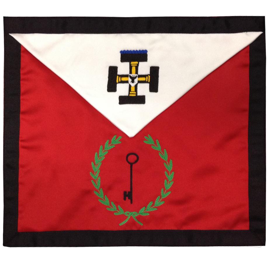 27th Degree Scottish Rite Apron - White & Red with Black Borders - Bricks Masons