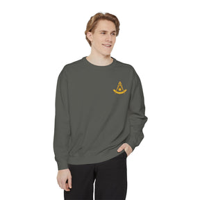 Past Master Blue Lodge Sweatshirt - Embroidered Quadrant & Compass Sun - Bricks Masons