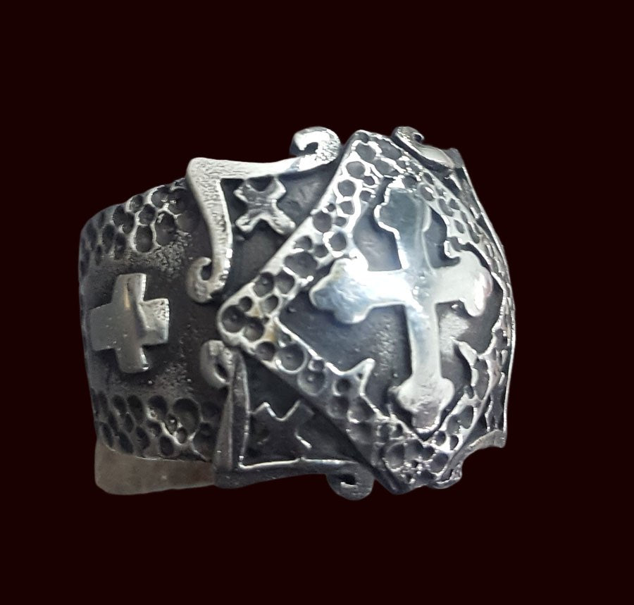Templar Cross Ring in Silver 2 x 2 cm 13.5 g Art 283 - Bricks Masons