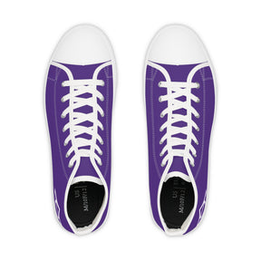 LOCOP Sneaker - High Top Black & White Purple Canvas White Emblem - Bricks Masons