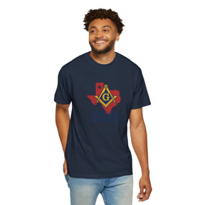 Master Mason Blue Lodge T-Shirt - Texas Mason Garment-Dyed Tee - Bricks Masons