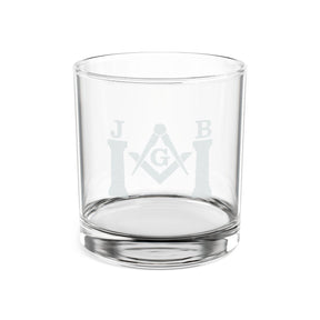 Master Mason Blue Lodge Whiskey Glass - Square & Compasses with Twin J&B Pillars - Bricks Masons