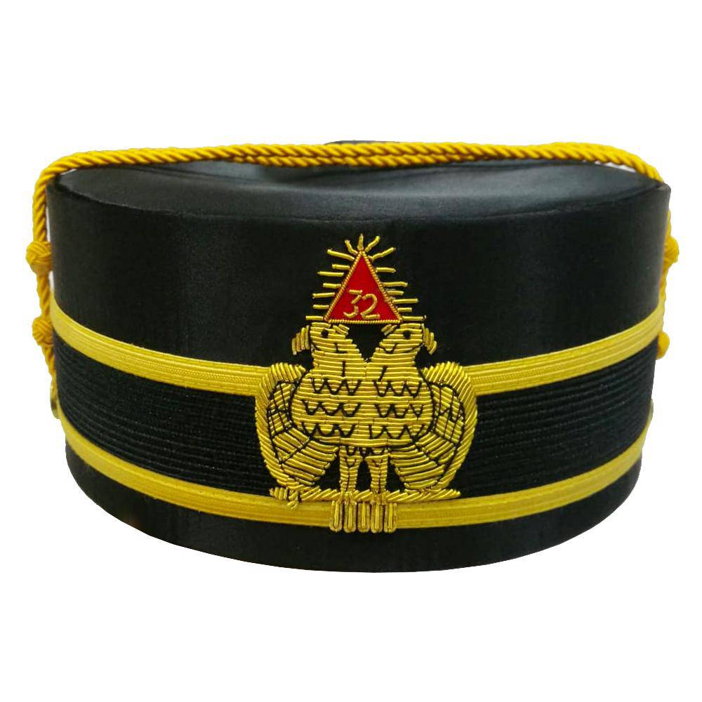 32nd Degree Scottish Rite Crown Cap - Golden Double-Eagle Wings DOWN