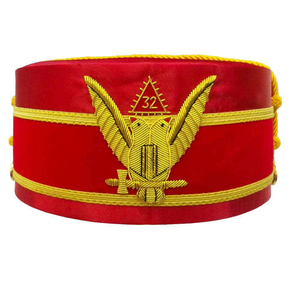 32nd Degree Scottish Rite Crown Cap - Wings Up Red Hand Embroidery