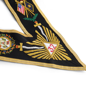 32nd Degree Scottish Rite Collar - Gold Braid With Black Backing - Bricks Masons