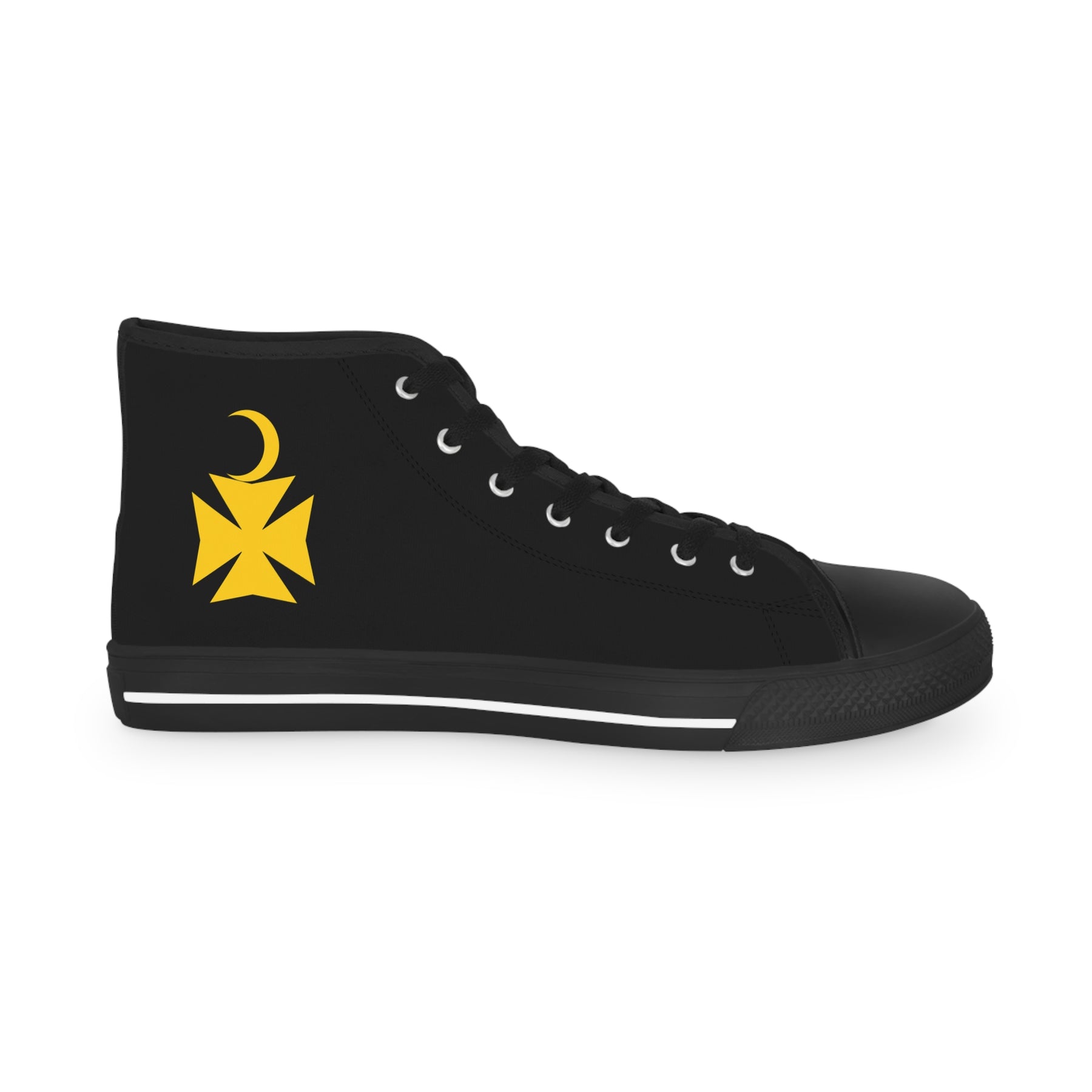 Knights of Constantinople Sneaker - High Top Black & White Golden Emblem - Bricks Masons