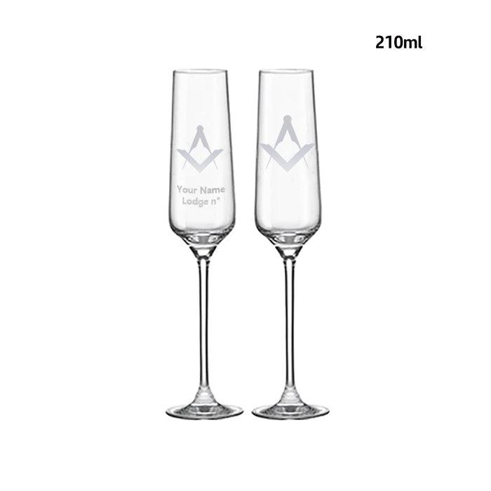 Master Mason Blue Lodge Champagne Flute - 2 Pieces Set