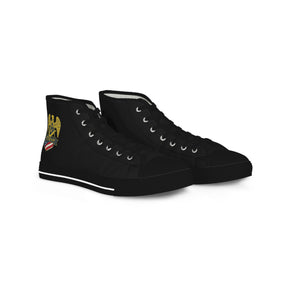 Master Mason Blue Lodge Sneaker - High Top Black & White Sole Black Canvas Veteran Mason - Bricks Masons