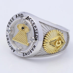 33rd Degree Scottish Rite Ring - Ancient Free And Accepted Masons Sterling Silver - Bricks Masons
