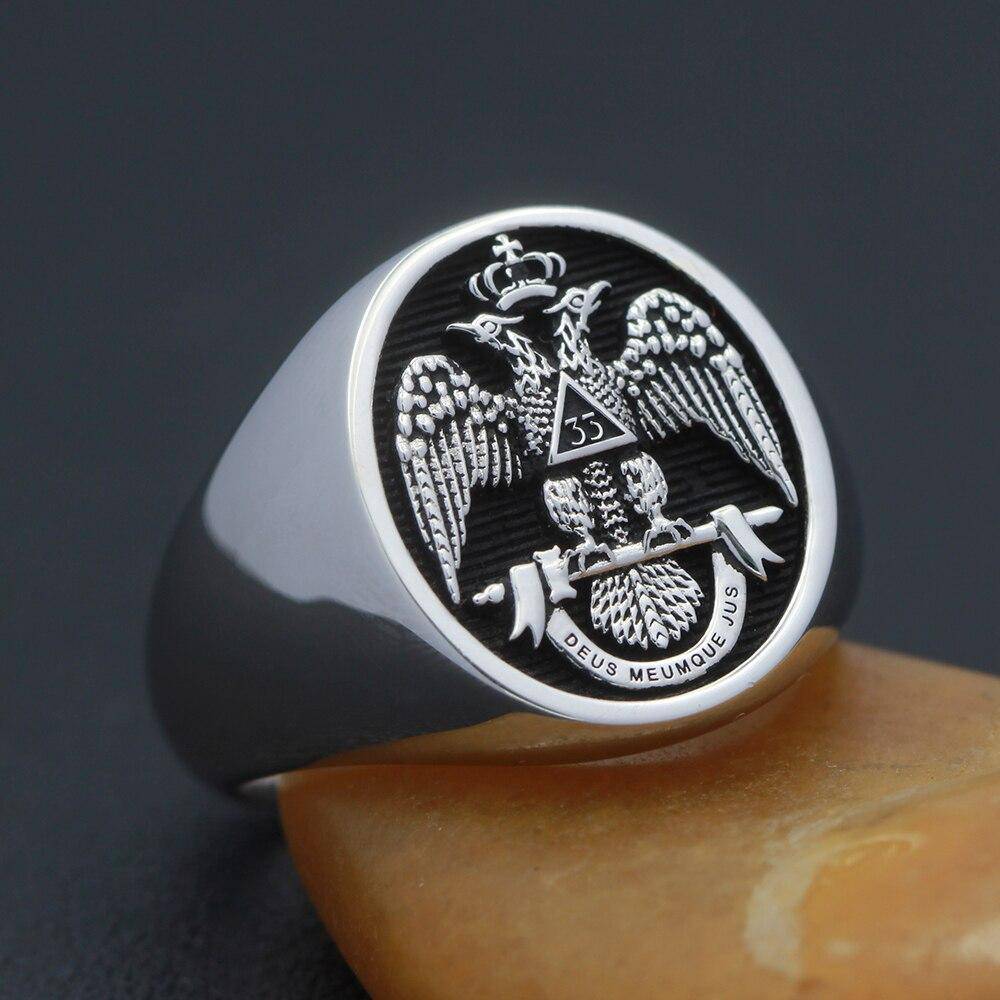 33rd Degree Scottish Rite Ring - Black Oval 925 sterling silver - Bricks Masons