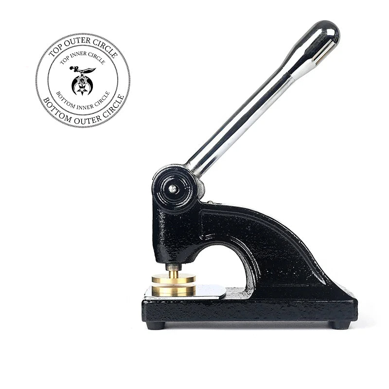 Shriners Long Reach Seal Press - Heavy Embossed Stamp Black Color Customizable - Bricks Masons