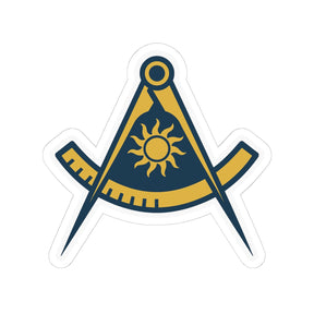 Past Master Blue Lodge Sticker Decal - Kiss-Cut Compass & Quadrant (Arc) - Bricks Masons