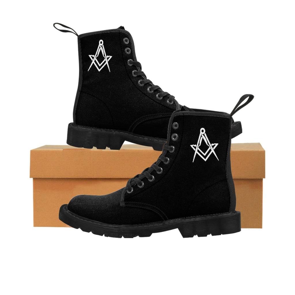 Master Mason Blue Lodge Boot - Black Canvas Square & Compass