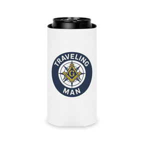 Master Mason Blue Lodge Can Cooler - S&C G Traveling Man - Bricks Masons