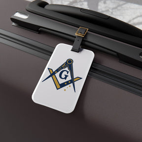 Master Mason Blue Lodge Australia Jurisdiction Luggage Tag - S&C G Black Leather Strap - Bricks Masons