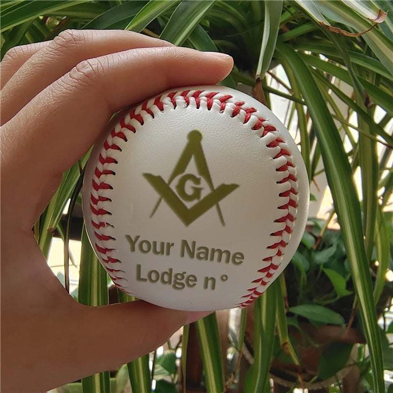 Master Mason Blue Lodge Baseball -1pc  Handmade Soft Customized Baseball Ball - Bricks Masons