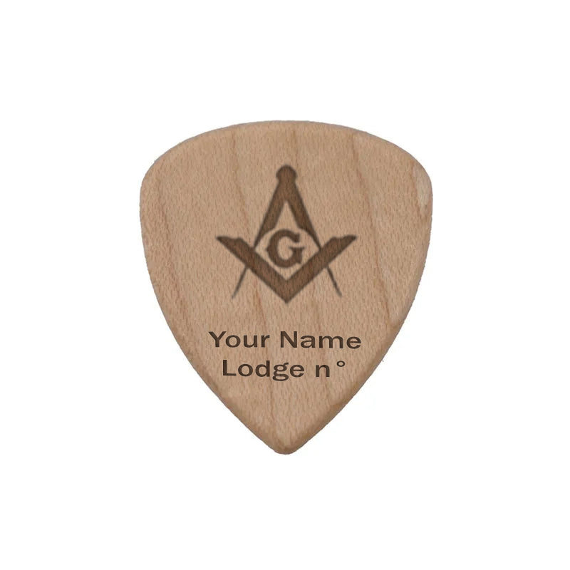 Master Mason Blue Lodge Wood Guitar Pick - Acoustic Electric Bass - Bricks Masons