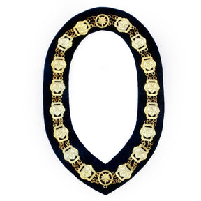 OES Chain Collar - Gold Plated Square & Compass on Blue Velvet