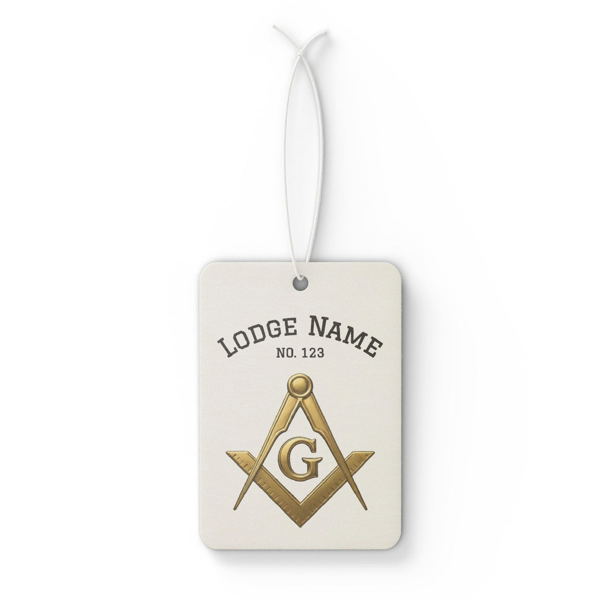 Master Mason Blue Lodge Car Air Freshener - Gold S&C G With Personalization - Bricks Masons