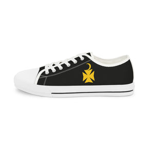 Knights of Constantinople Sneaker - Low Top Sneaker Black & White Golden Emblem - Bricks Masons