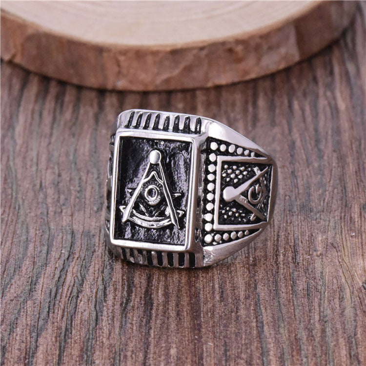 Past Master Blue Lodge Ring - Silver Titanium Steel - Bricks Masons