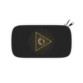 Eye of Providence Passport Wallet - Gold & Black With Shoulder & Wrist Strap - Bricks Masons