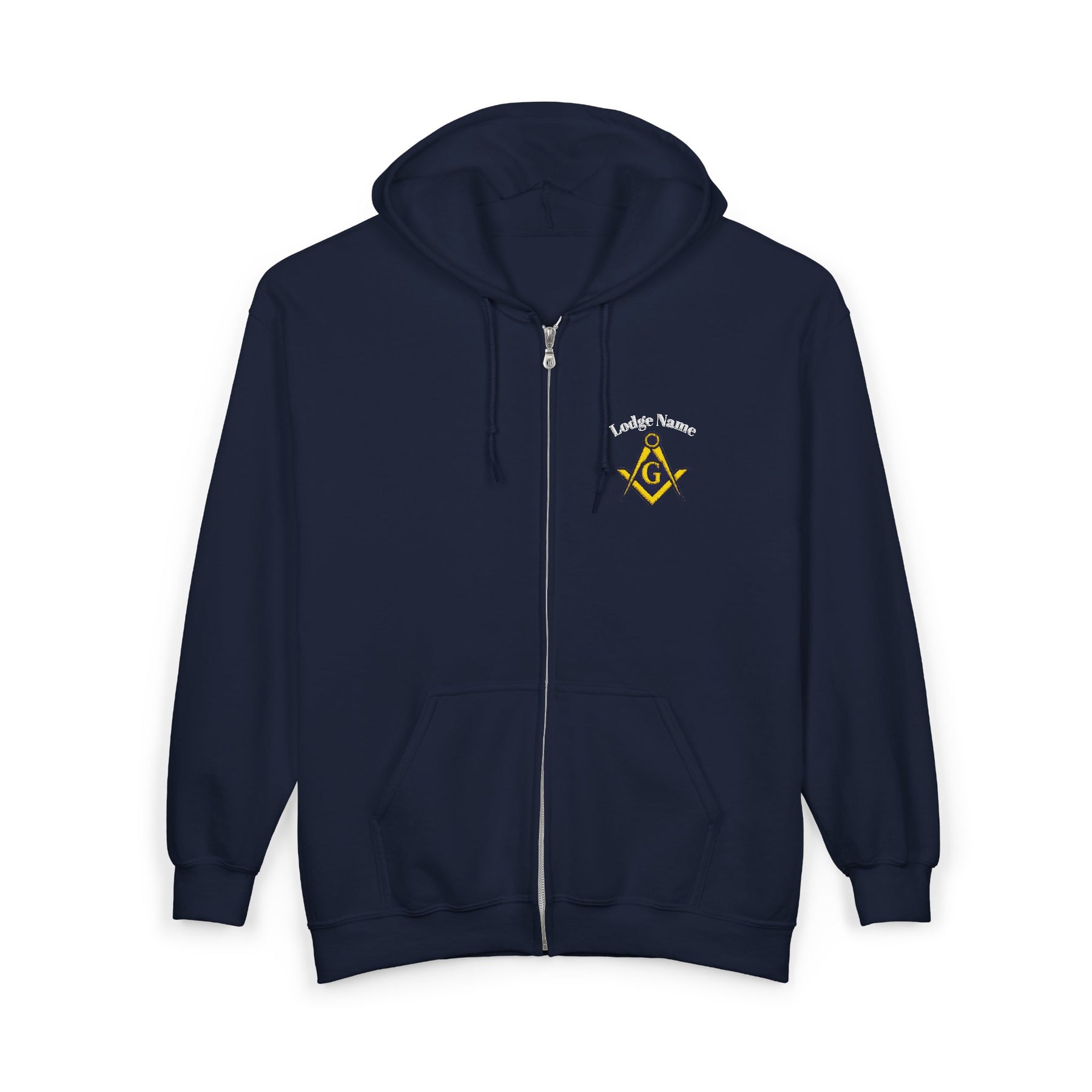 Master Mason Blue Lodge Hoodie - Zip Up Jacket S&C G with Customization - Bricks Masons