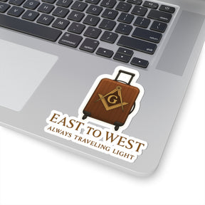 Master Mason Blue Lodge Sticker Decal – East to West Always Traveling Light - Bricks Masons
