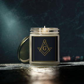 Master Mason Blue Lodge Candle - Scented Coconut Apricot Wax, 4oz & 9oz - Bricks Masons