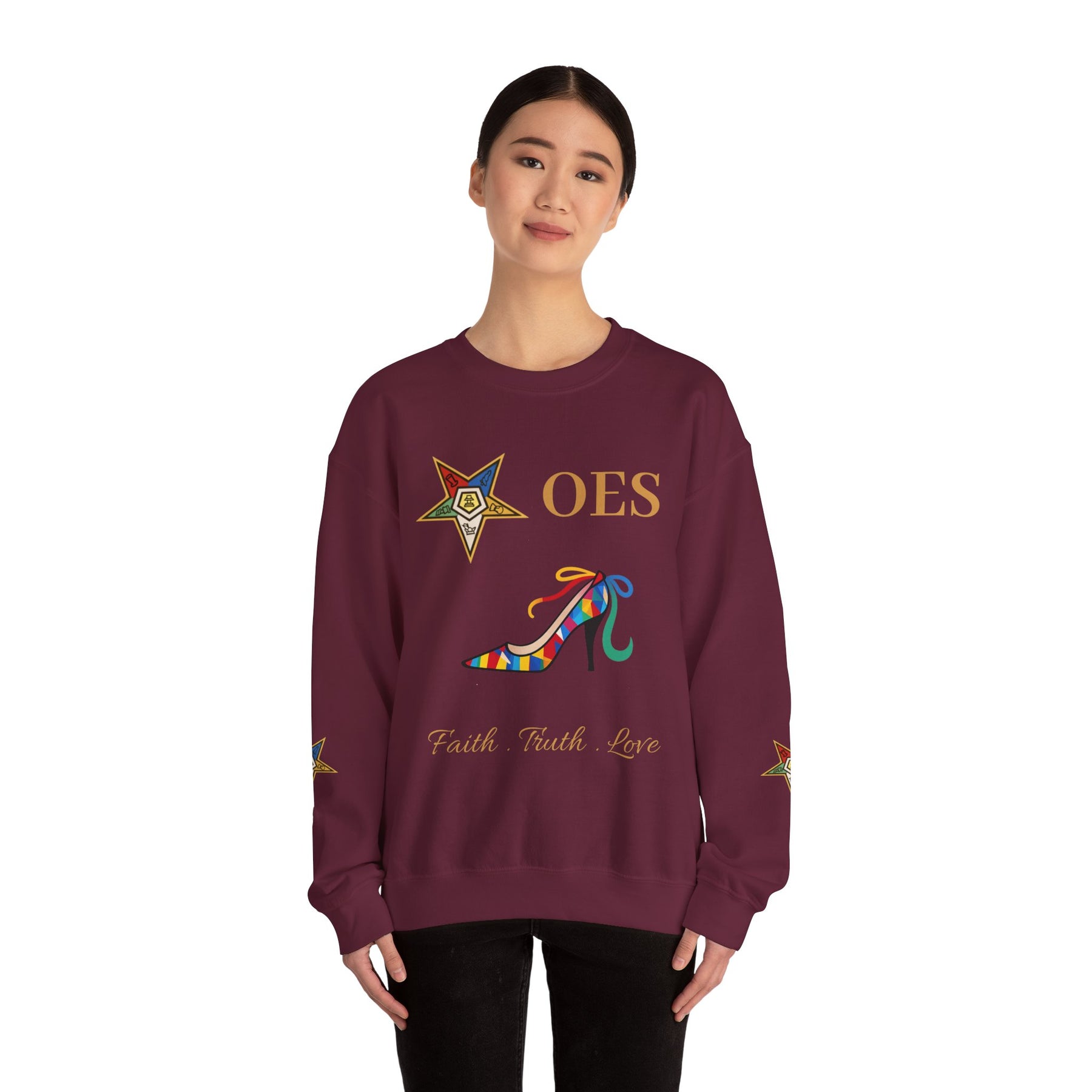 OES Sweatshirt - Faith Truth & Love with The Colorful Eastern Star - Bricks Masons