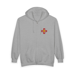 St. Thomas of Acon Hoodie - Zip Up Jacket Dual Embroidered Design - Bricks Masons