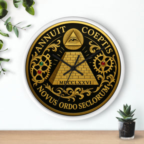 Eye of Providence Clock - Pyramid and All Seeing Eye with Latin Motto - Bricks Masons