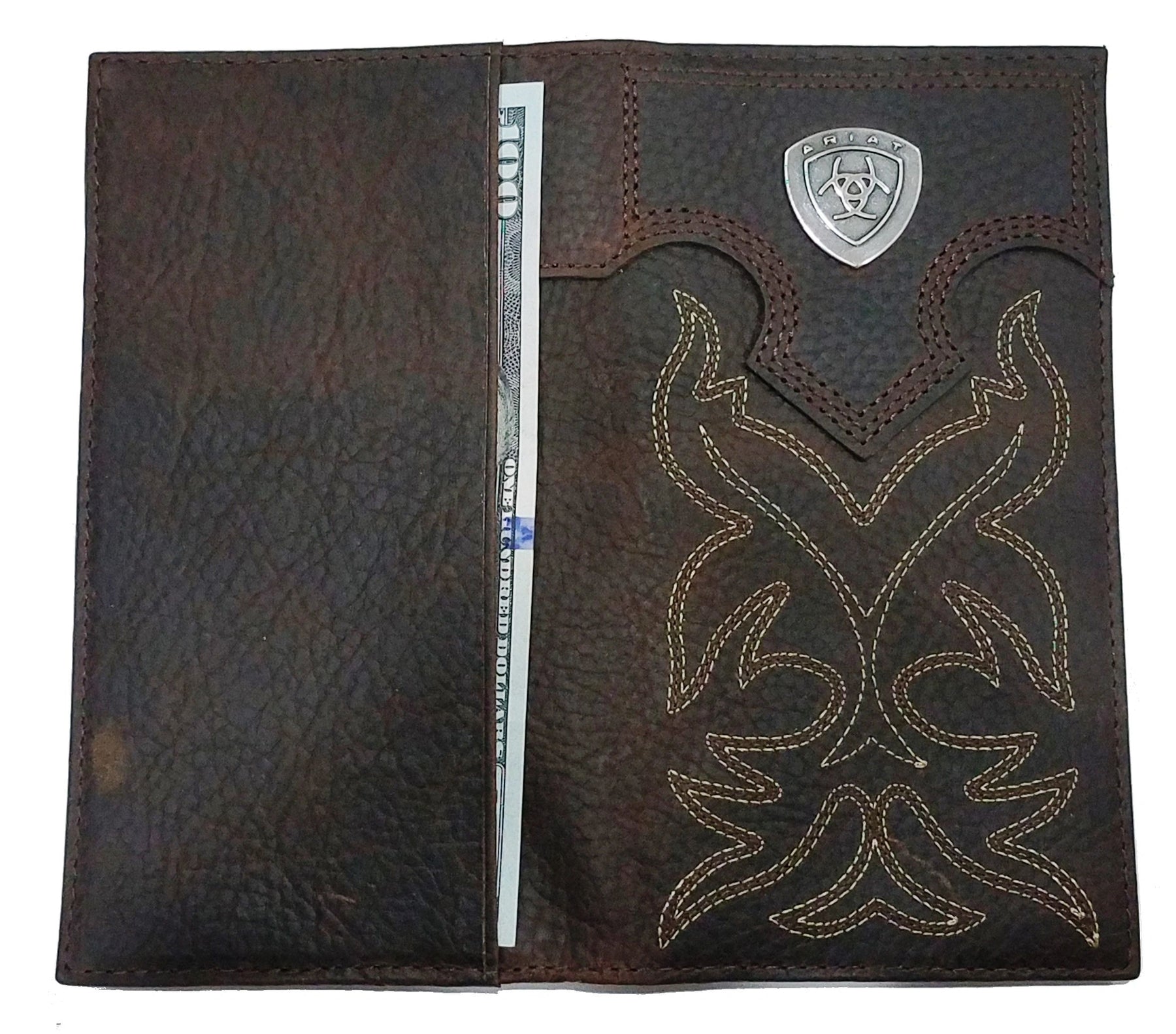 Custom Ariat Widows Sons Premium Shield Long Wallet Brown - Bricks Masons