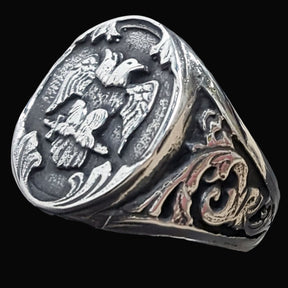 Masonic Ring, 925 Sterling Silver, Double-Headed Eagles, Freemasonry Art. 69 - Bricks Masons